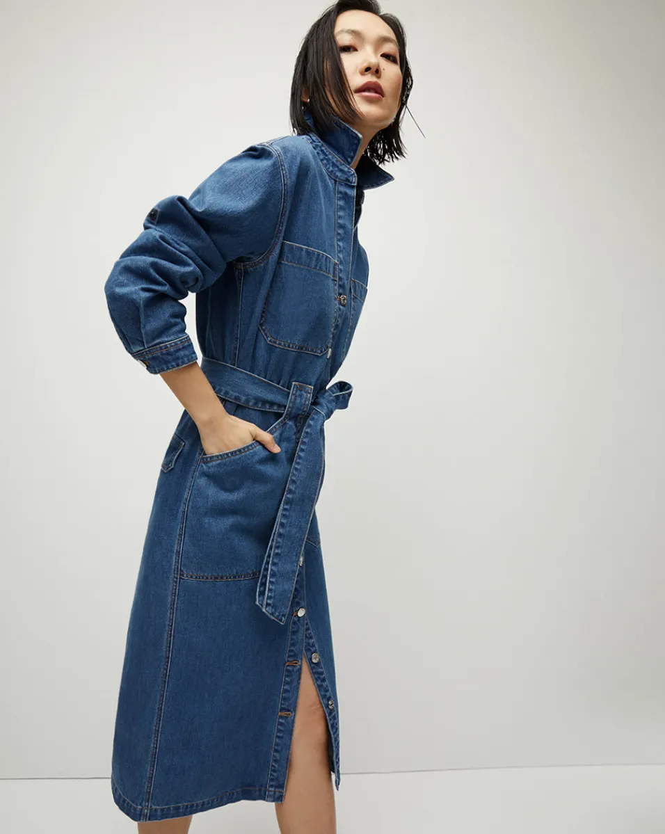 Evelyn Chambray Dress in>Veronica Beard Outlet
