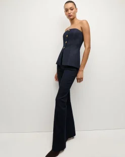Forman Denim Bustier Top in Dark Wash>Veronica Beard New