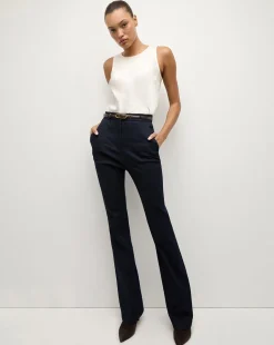 Gracie Belted Denim Pant in Dark Wash>Veronica Beard Best