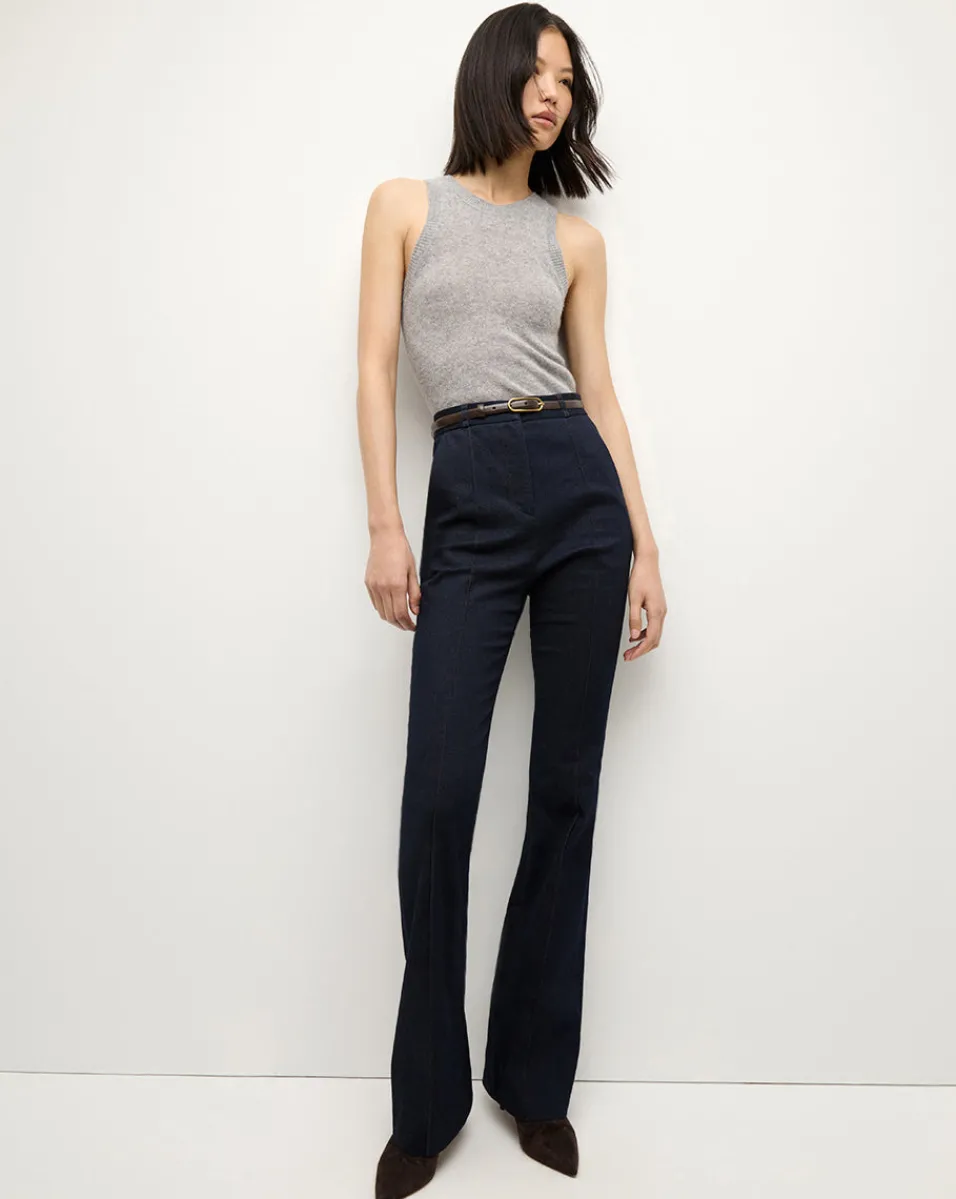 Gracie Belted Denim Pant in Dark Wash>Veronica Beard Best