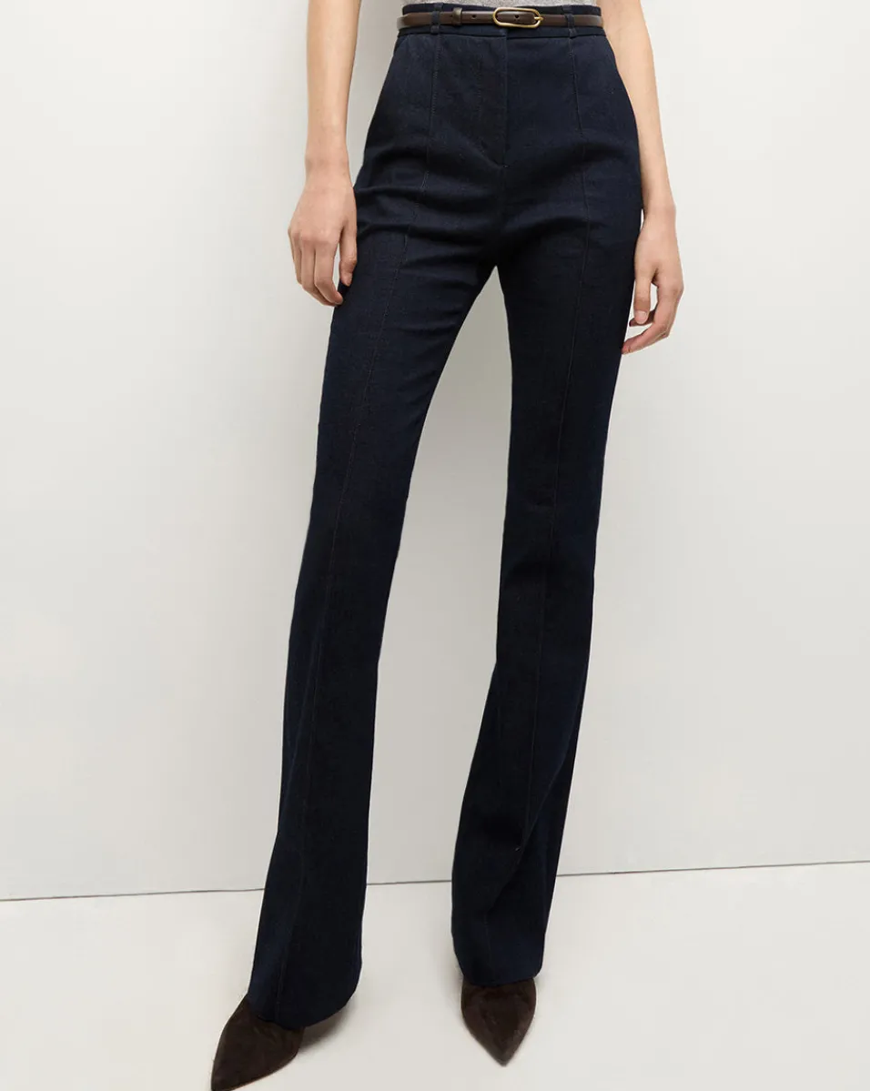 Gracie Belted Denim Pant in Dark Wash>Veronica Beard Best