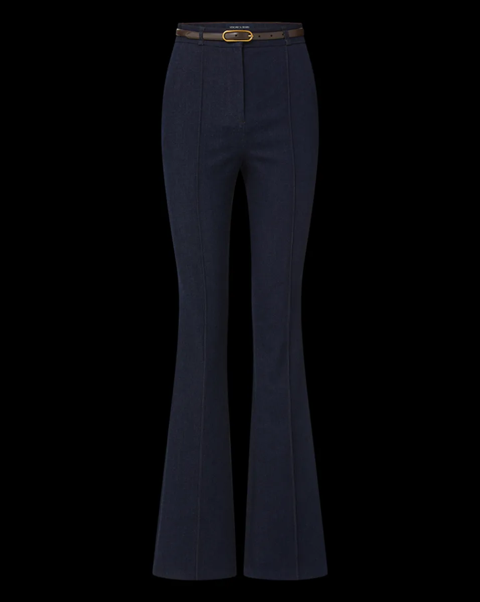 Gracie Belted Denim Pant in Dark Wash>Veronica Beard Best