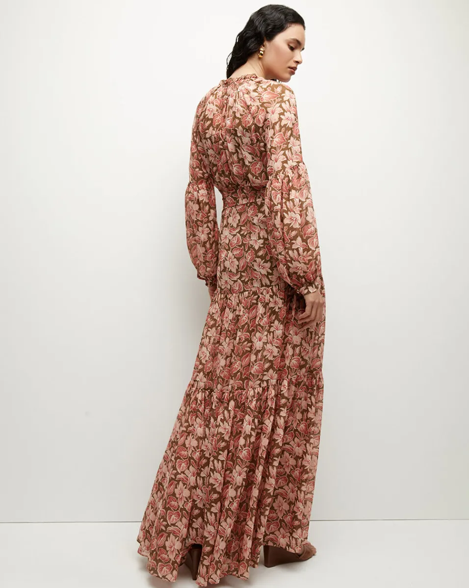 Isra Silk Dress in Deep Ochre Multi>Veronica Beard Online