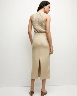 Jerrel Silk-Linen Tank in Stone Khaki><noscript><img width=