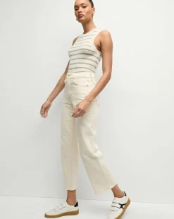 Jerrel Striped Cashmere Tank in Ivory/Heather Grey><noscript><img width=