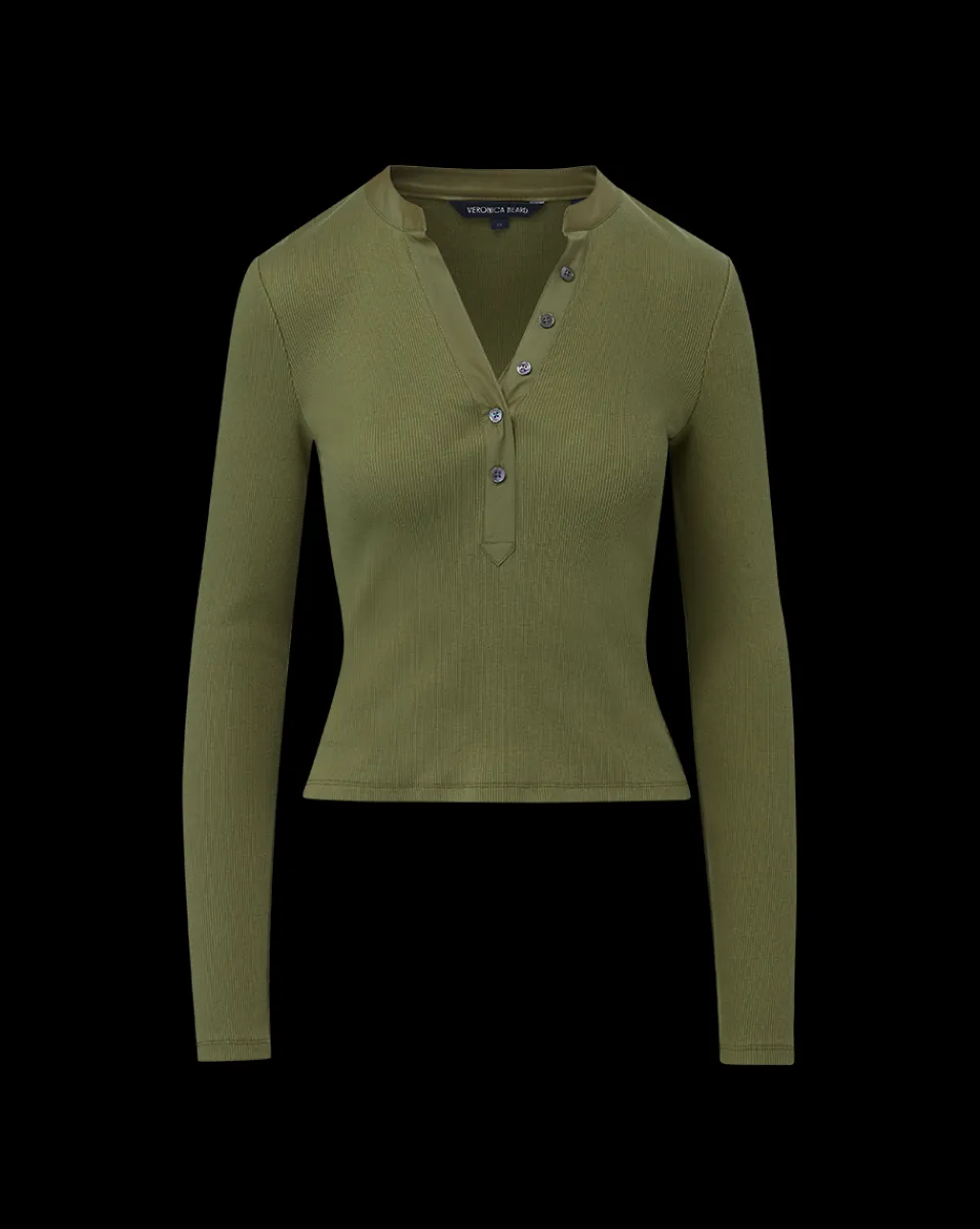 Jocelyn Henley Shirt in Stone Army>Veronica Beard Clearance