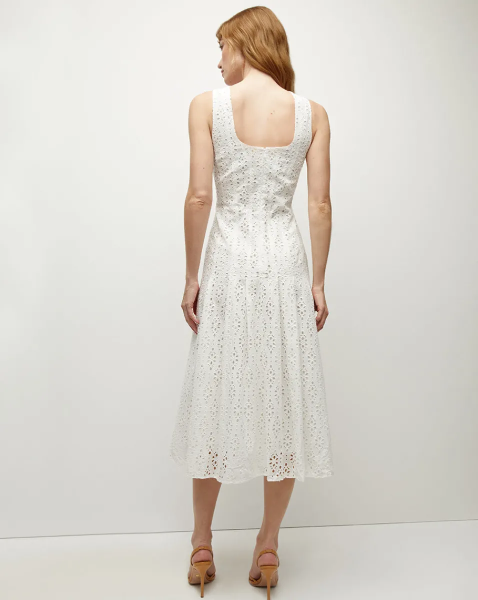 Jolie Cotton Eyelet Dress in>Veronica Beard Clearance