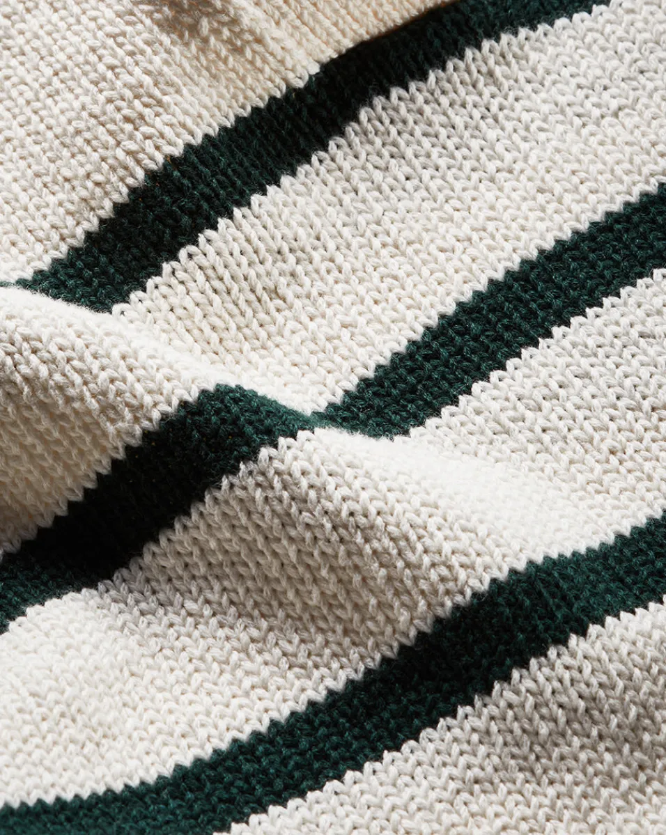 Jovie Striped V Neck Sweater in Ivory & Green>Veronica Beard Outlet