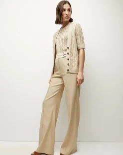 Julietta Silk-Linen Cardigan in Stone Khaki>Veronica Beard Clearance