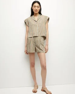 Kasa Pinstripe Button-Down Top><noscript><img width=