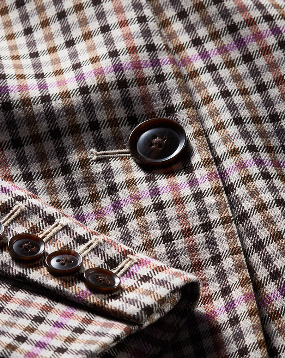 Katie Plaid Dickey Jacket in Oat, Pink & Red Check>Veronica Beard