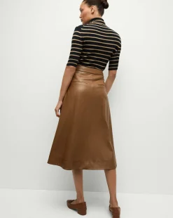 Katrina Merino Wool Striped Sweater in Navy & Khaki><noscript><img width=