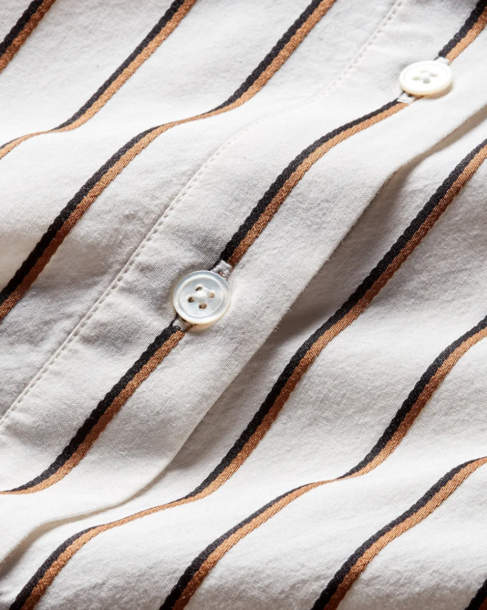 Keiko Stretch-Cotton Shirt in Striped Ivory>Veronica Beard Online