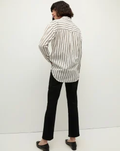 Keiko Stretch-Cotton Shirt in Striped Ivory><noscript><img width=