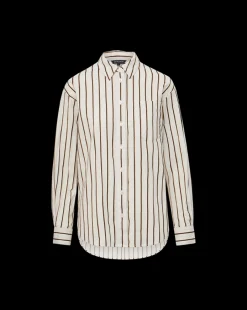 Keiko Stretch-Cotton Shirt in Striped Ivory><noscript><img width=