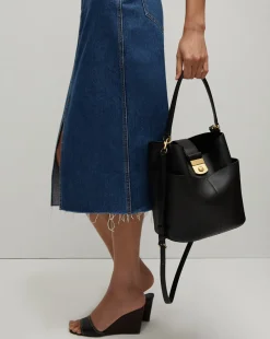 Large Crest Lock Bucket Bag in>Veronica Beard Clearance