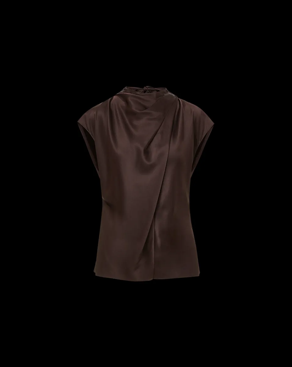 Leilany Silk Top in Dark Chocolate>Veronica Beard Clearance
