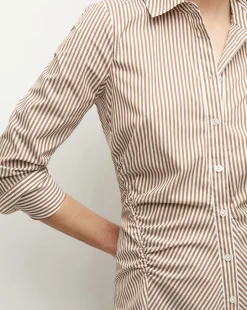 Lex Striped Dress in Deep Ochre/White><noscript><img width=
