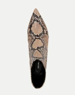 Lisa Snakeskin-Embossed Mid-Heel Bootie><noscript><img width=