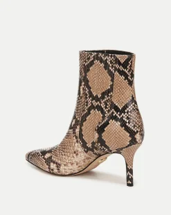 Lisa Snakeskin-Embossed Mid-Heel Bootie><noscript><img width=