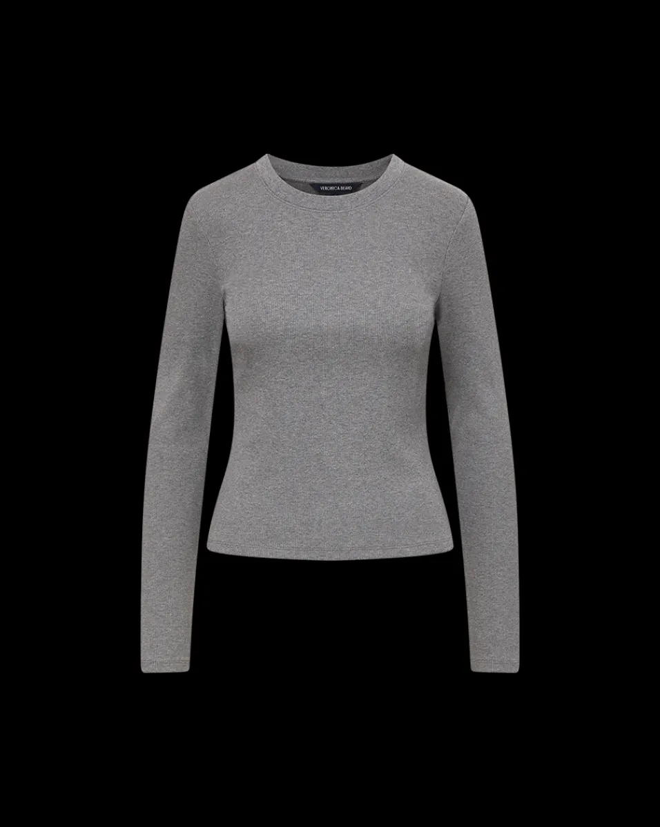 Long Sleeve Pruitt Tee in Heather Grey>Veronica Beard