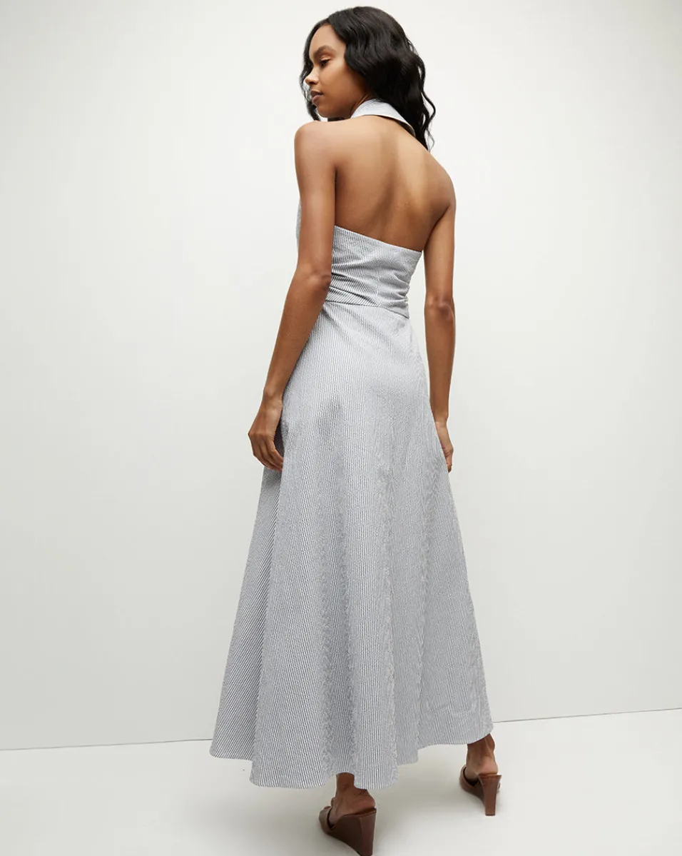 Mackey Seersucker Halter Dress in>Veronica Beard Sale