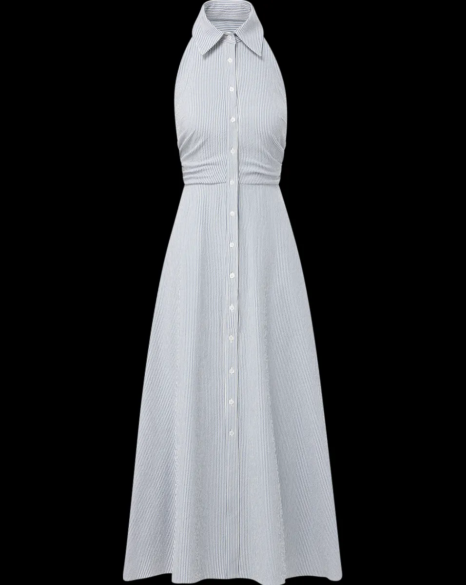 Mackey Seersucker Halter Dress in>Veronica Beard Sale