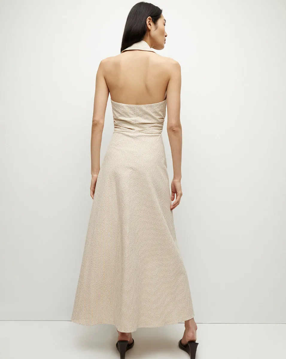 Mackey Seersucker Halter Dress in>Veronica Beard Discount