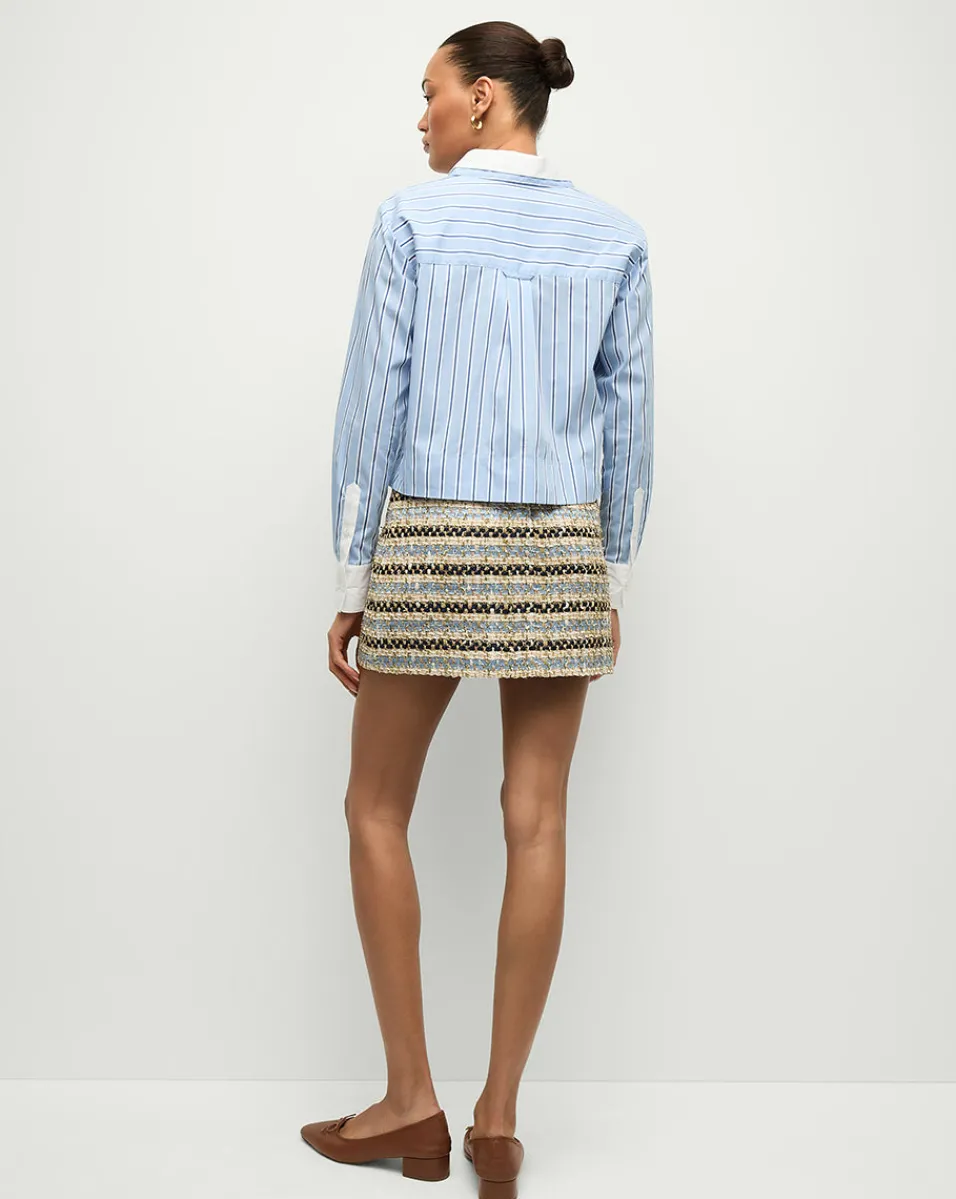 Maia Double-Collar Shirt in Blue Sky/White>Veronica Beard Online
