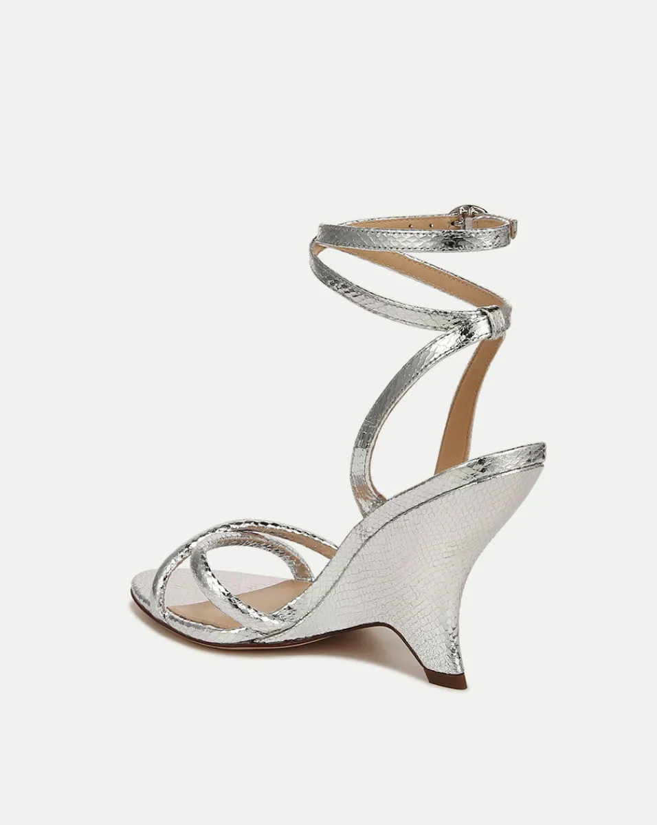 Manuela Sculpted Wedge Metallic Leather Sandal>Veronica Beard Discount