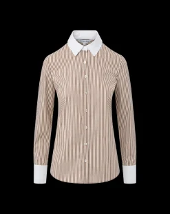 Marisol Poplin Shirt in Deep Ochre/White><noscript><img width=