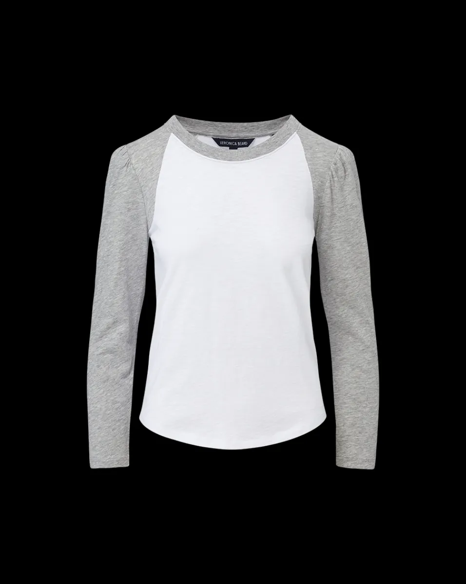 Mason Baseball Tee in White/Heather Grey>Veronica Beard Sale