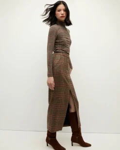 Maxine Plaid Maxi Skirt in Camel & Black><noscript><img width=