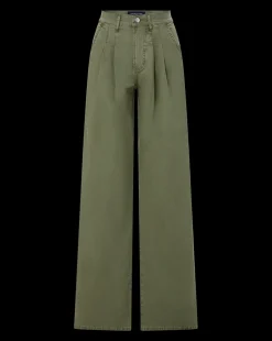 Mia Wide-Leg Pleated Pant in Stone Army><noscript><img width=