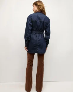 Mikaela Shacket With Cord Collar in Indigo Rinse><noscript><img width=