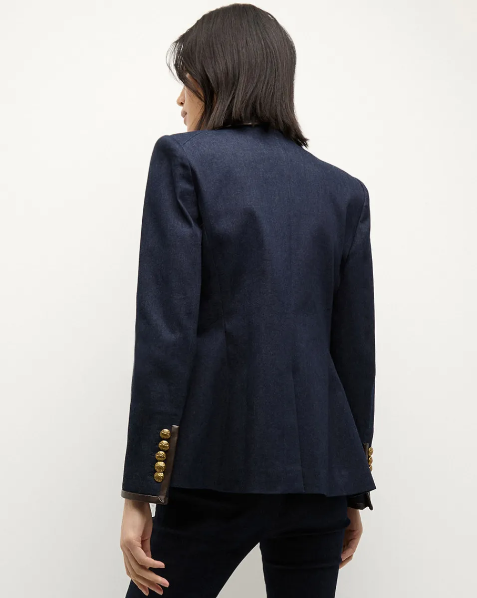 Miller Denim Blazer Dickey Jacket in Dark Wash>Veronica Beard Clearance