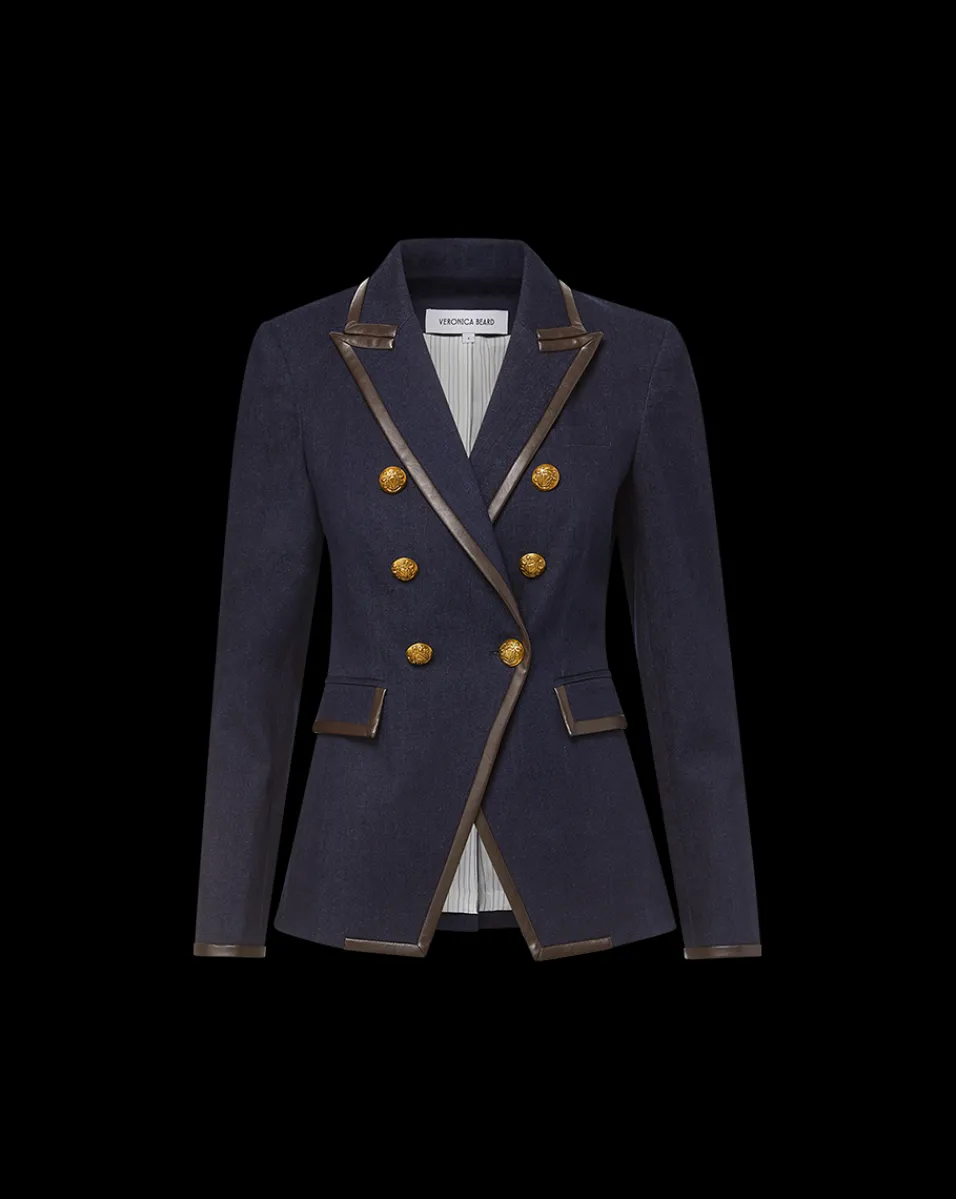 Miller Denim Blazer Dickey Jacket in Dark Wash>Veronica Beard Clearance