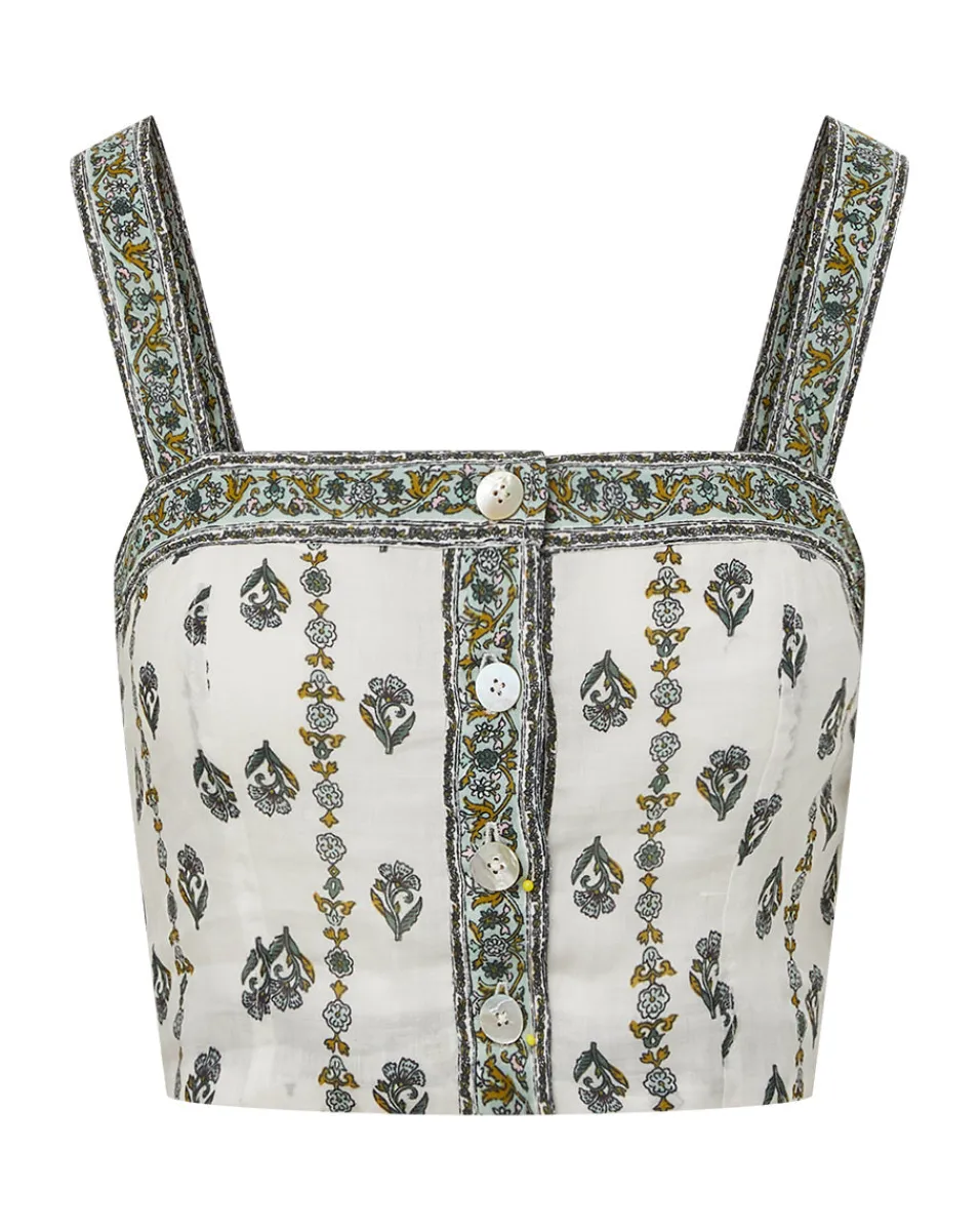 Milton Floral Square-Neck Crop Tank>Veronica Beard Outlet