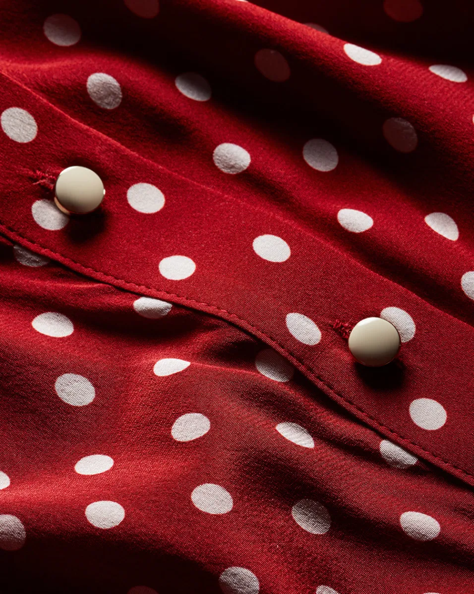 Monique Polka-Dot Top in Brick Red/Ecru>Veronica Beard Online