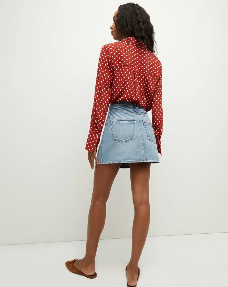 Monique Polka-Dot Top in Brick Red/Ecru>Veronica Beard Online