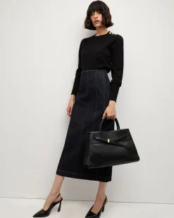 Nelia Cashmere Pullover | Button Accent in>Veronica Beard New