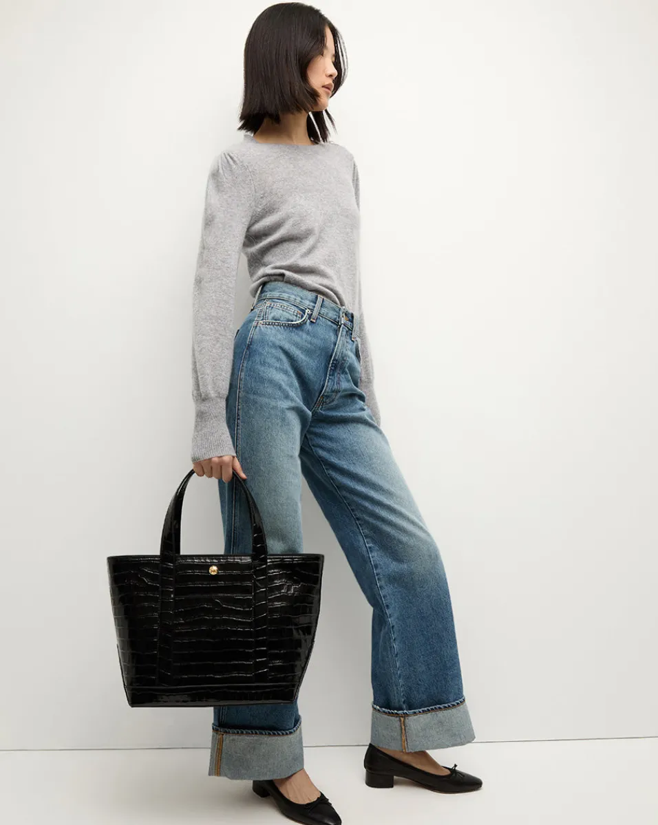 Nelia Cashmere Pullover Sweater in Heather Grey>Veronica Beard