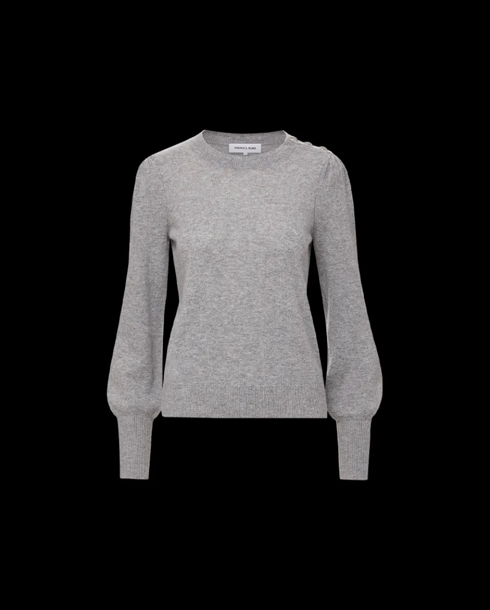 Nelia Cashmere Pullover Sweater in Heather Grey>Veronica Beard