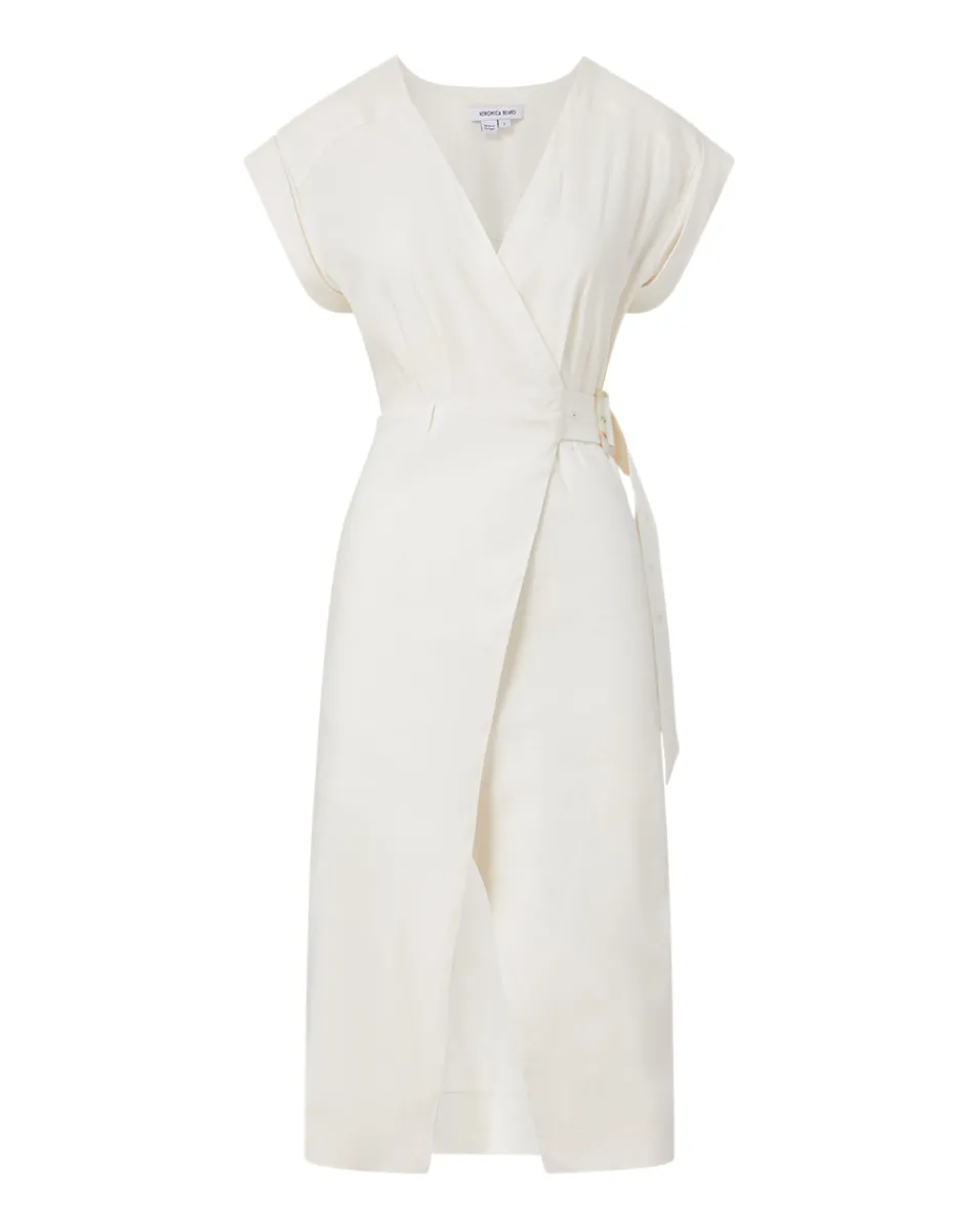 Octavia Stretch-Linen Wrap Dress>Veronica Beard Clearance