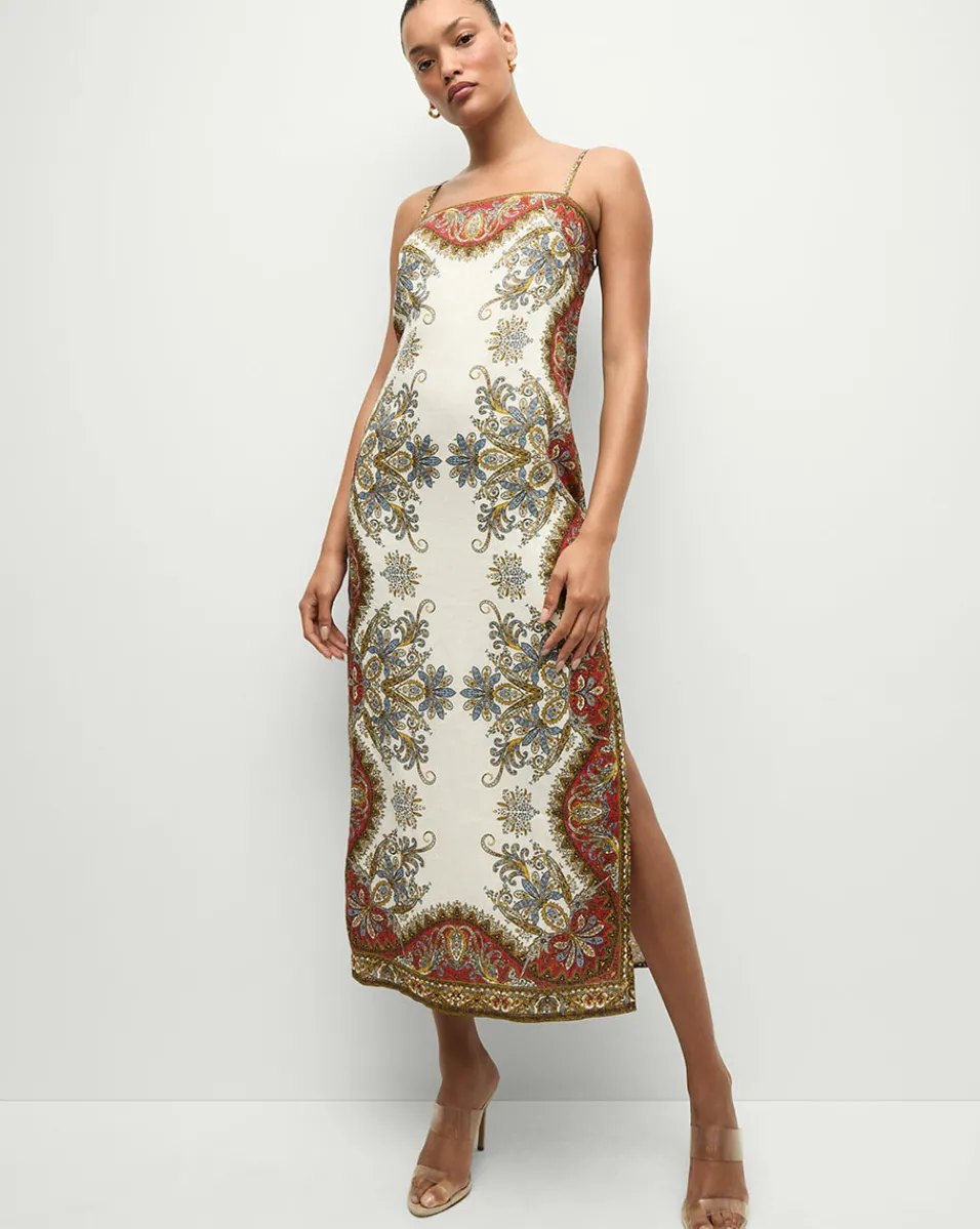 Petra Linen Maxi Dress in Cream & Red>Veronica Beard Best