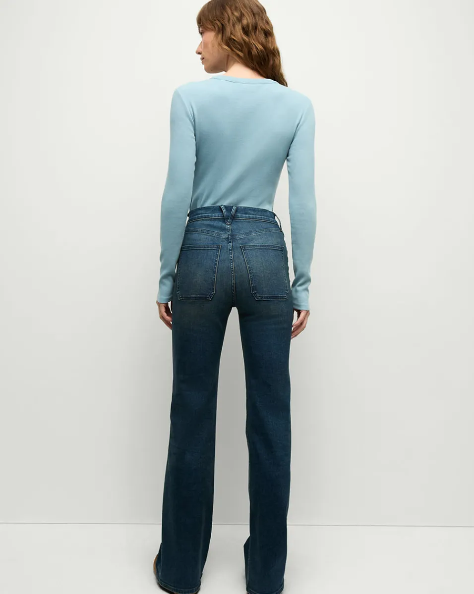 Pruitt Long-Sleeve Top in Light Blue>Veronica Beard Outlet