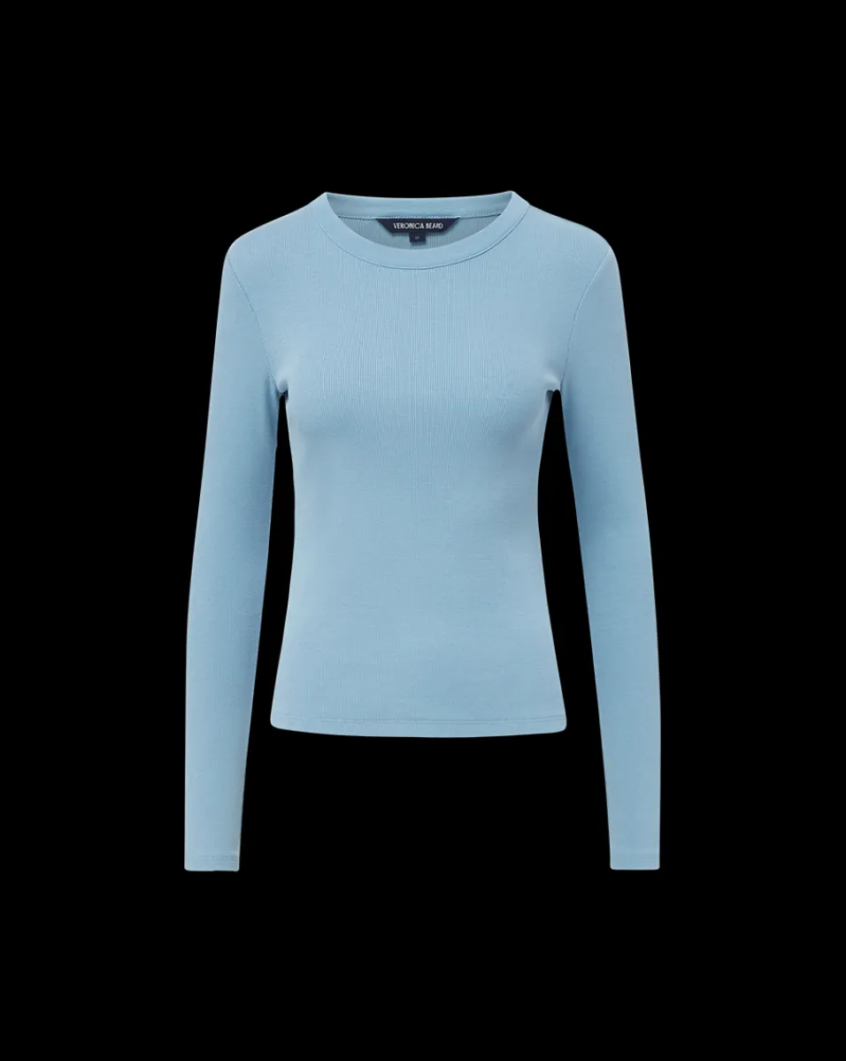 Pruitt Long-Sleeve Top in Light Blue>Veronica Beard Outlet