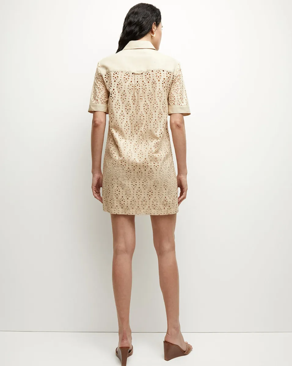Rafaela Cotton Eyelet Shirtdress in Stone Khaki>Veronica Beard Best