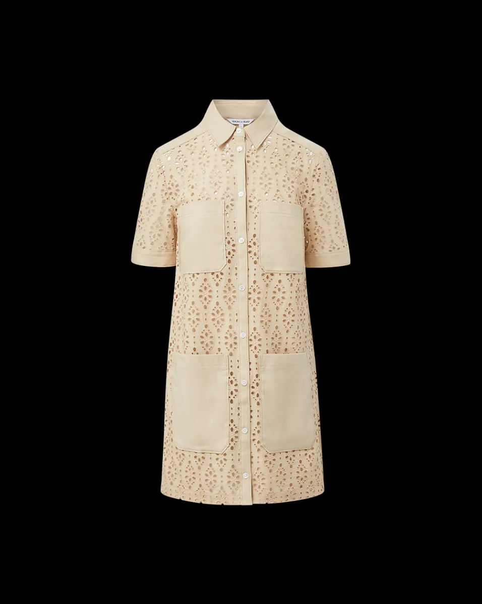 Rafaela Cotton Eyelet Shirtdress in Stone Khaki>Veronica Beard Best