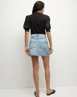 Raundi Double-Seam Denim Skirt in><noscript><img width=